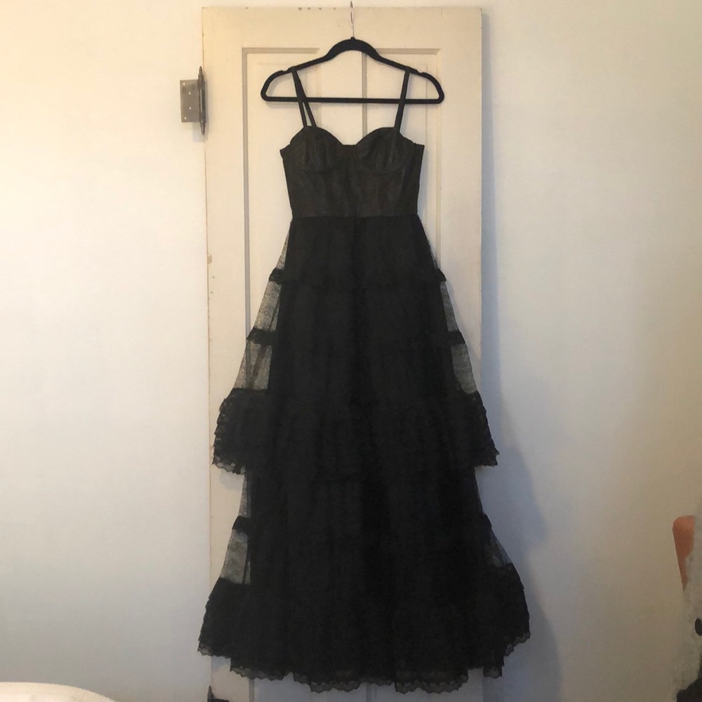 New Alice + Olivia Leather Bustier Ball Gown